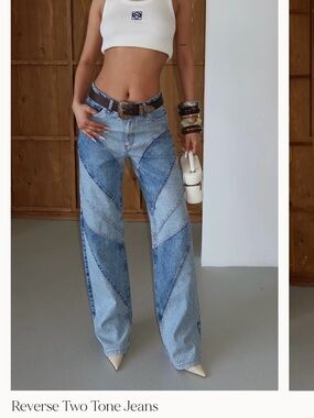 Piral Two-Tone Light Blue Straight-Leg Jeans